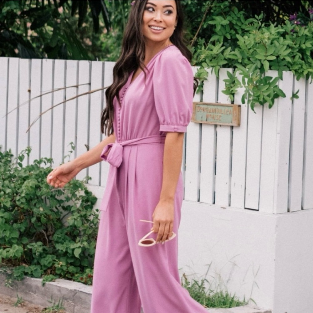 Gal Meets Glam gabriella pink Jumpsuit
